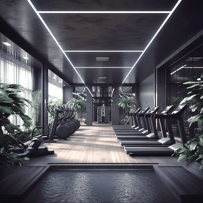 Gym, pool and lounge bar